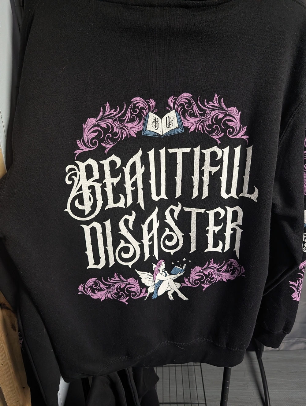 Authentically Ever After Black Hoodie with Pink Gothic Script - Picture 2 of 2